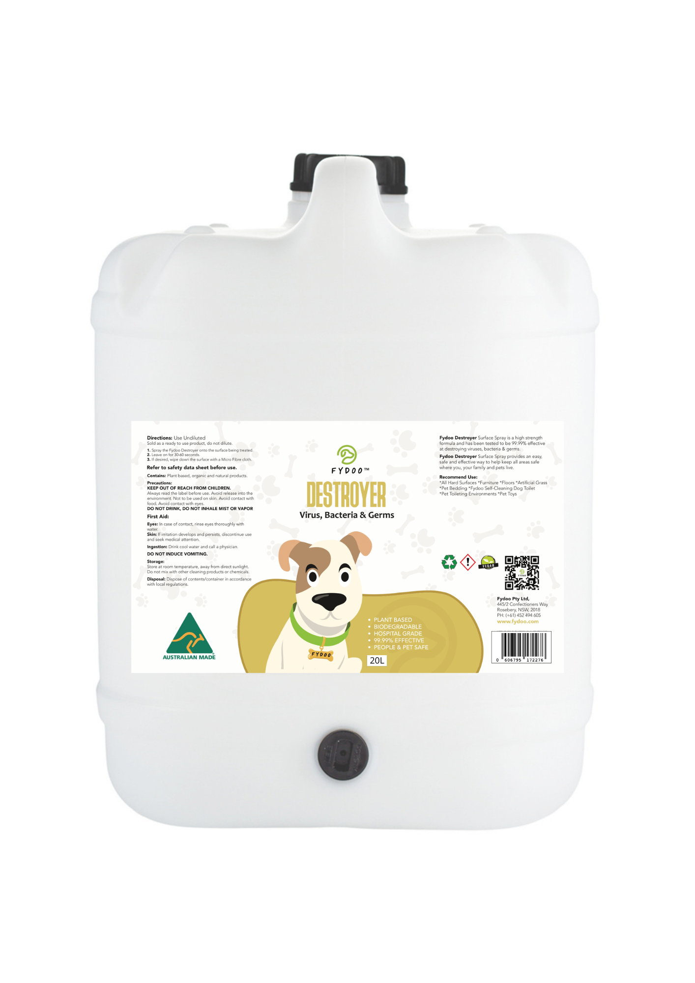 Fydoo® Destroyer 20L - (All Natural Sanitiser)